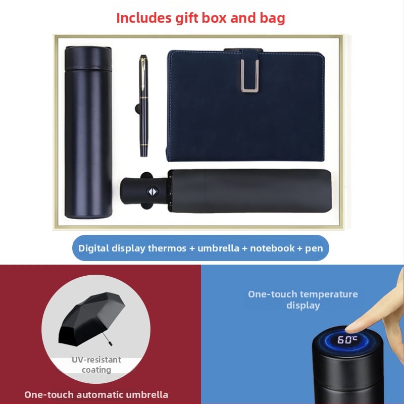 Set cadou termos cu notebook — infuzor de ceai, capacitate mare, interior din oțel inoxidabil 304, exterior din oțel inoxidabil 201, izolație în vid 6–12 ore