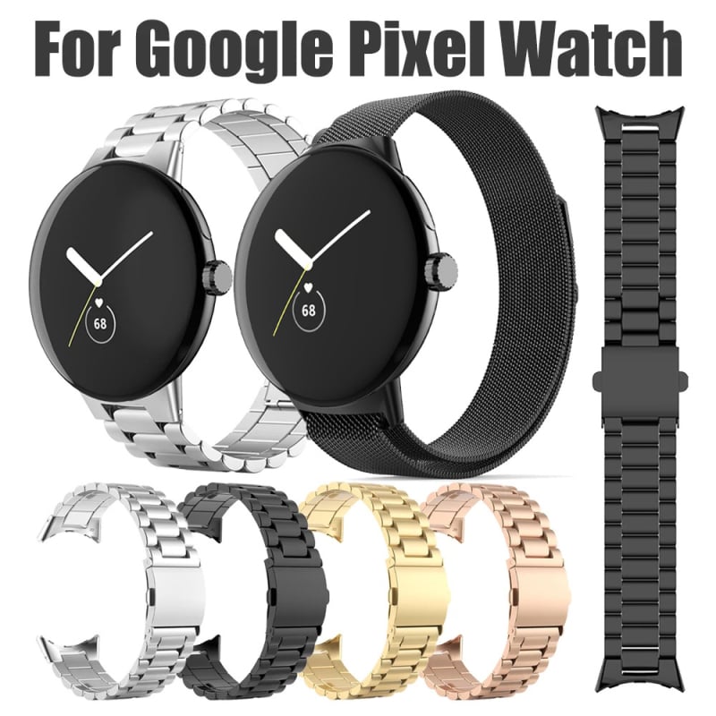 Brățară metalică pentru smartwatch, din oțel inoxidabil, interfață de 20 mm, cataramă pliabilă, compatibilă cu Google Pixel Watch și Fitbit