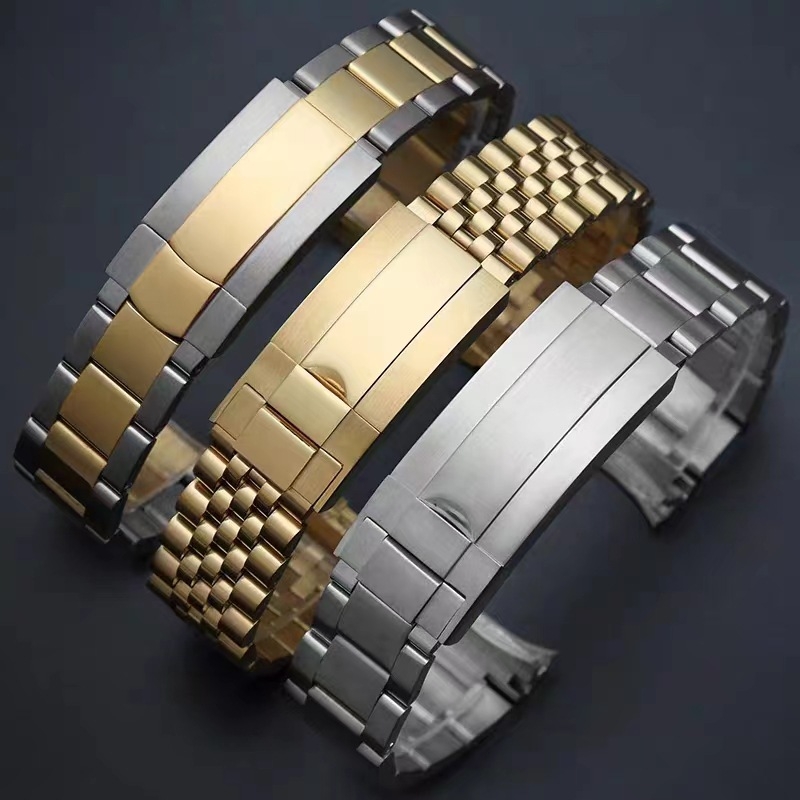 Brățară de ceas din oțel inoxidabil cu reglaj fin, compatibilă cu Daytona și Submariner, brățară elegantă cu cinci zale, personalizabilă