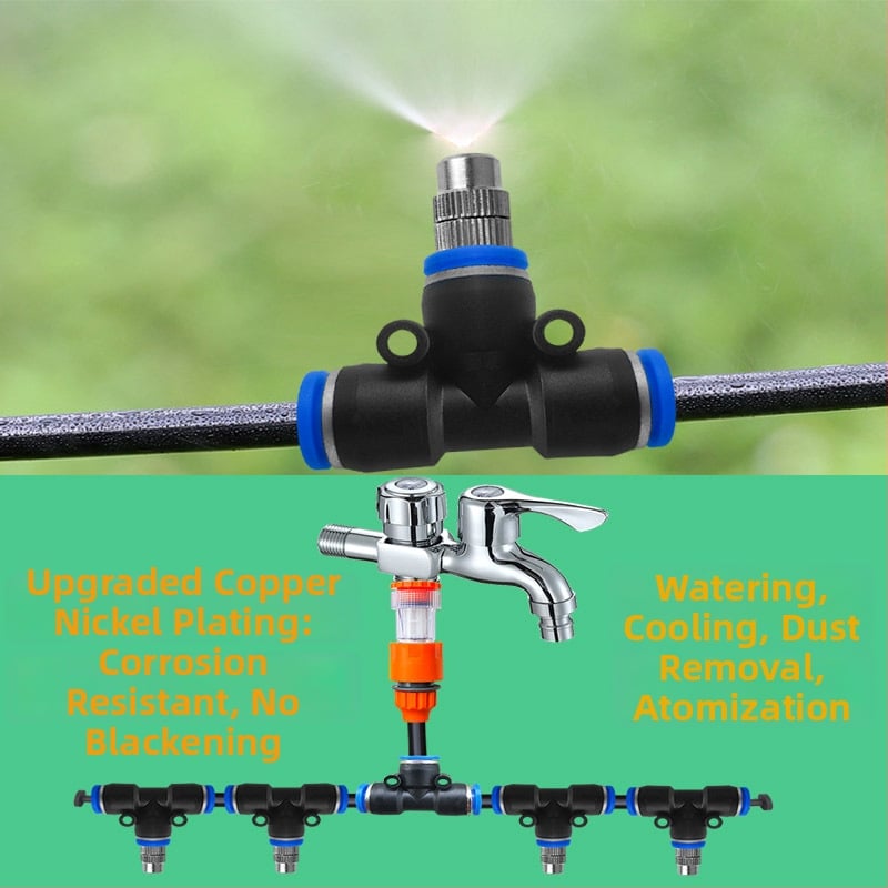 Lejin микро-спрей серия поливателно устройство – PE + мед, автоматично поливане, дюза за атомизация на мъгла, възможност за частен етикет, за домашна градина, селскостопанска продукция и обществени зелени площи