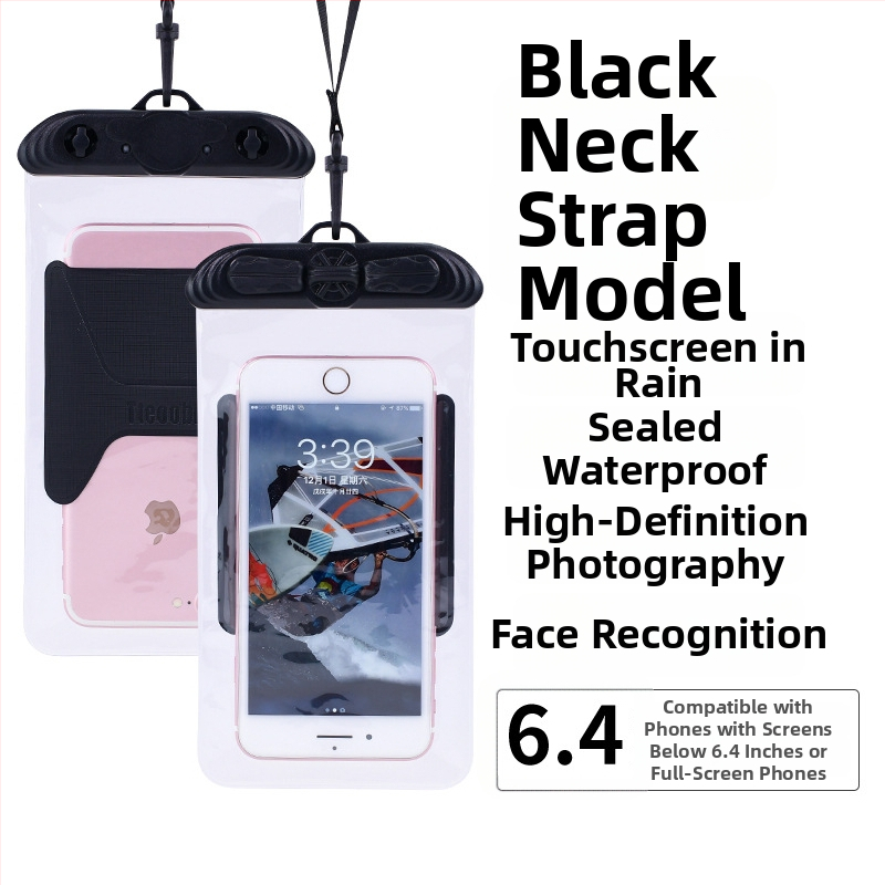 Vízálló telefonos táska érintőképernyővel, átlátszó PVC tok, két telefon fér el úszáshoz és merüléshez