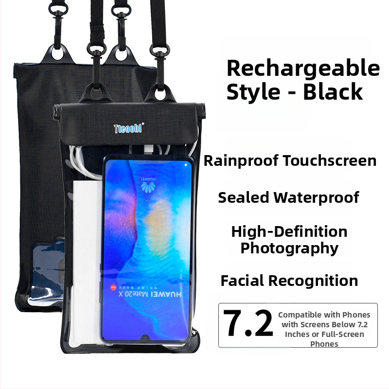 Vízálló telefonos táska érintőképernyővel, átlátszó PVC tok, két telefon fér el úszáshoz és merüléshez