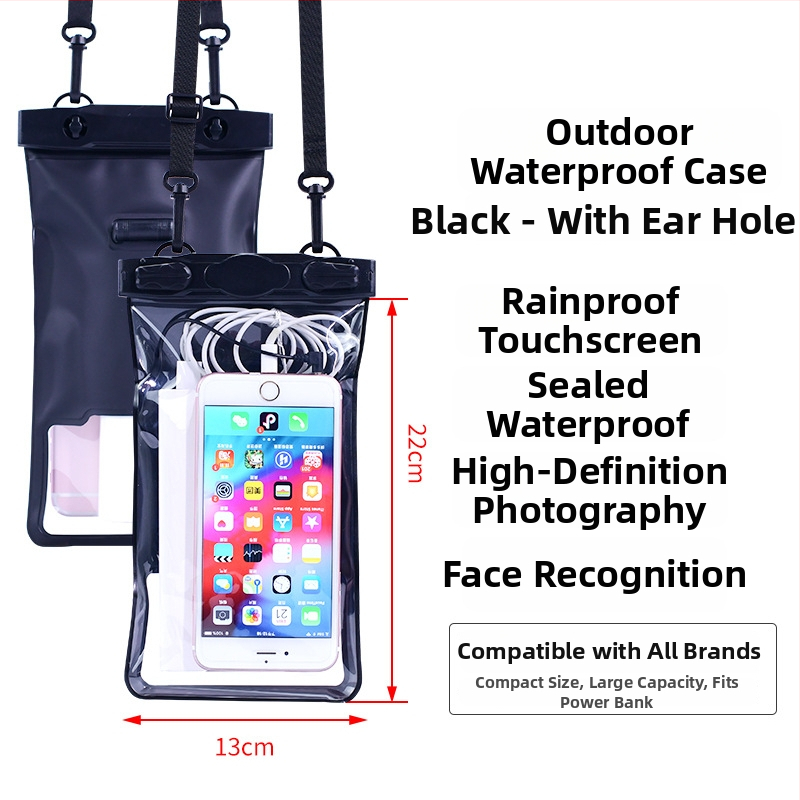 Vízálló telefonos táska érintőképernyővel, átlátszó PVC tok, két telefon fér el úszáshoz és merüléshez