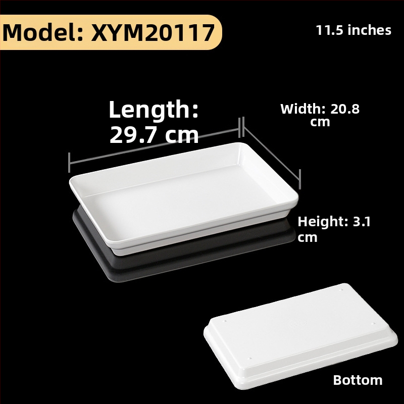Melamínová štvoruholná tácka na marinované jedlá, glazovaný povrch, moderný minimalistický štýl, jednofarebný vzor