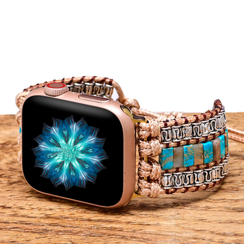 Remen za Apple Watch od tekstila, dvobojni kamen uzorak, ručno pleten, boemski retro stil