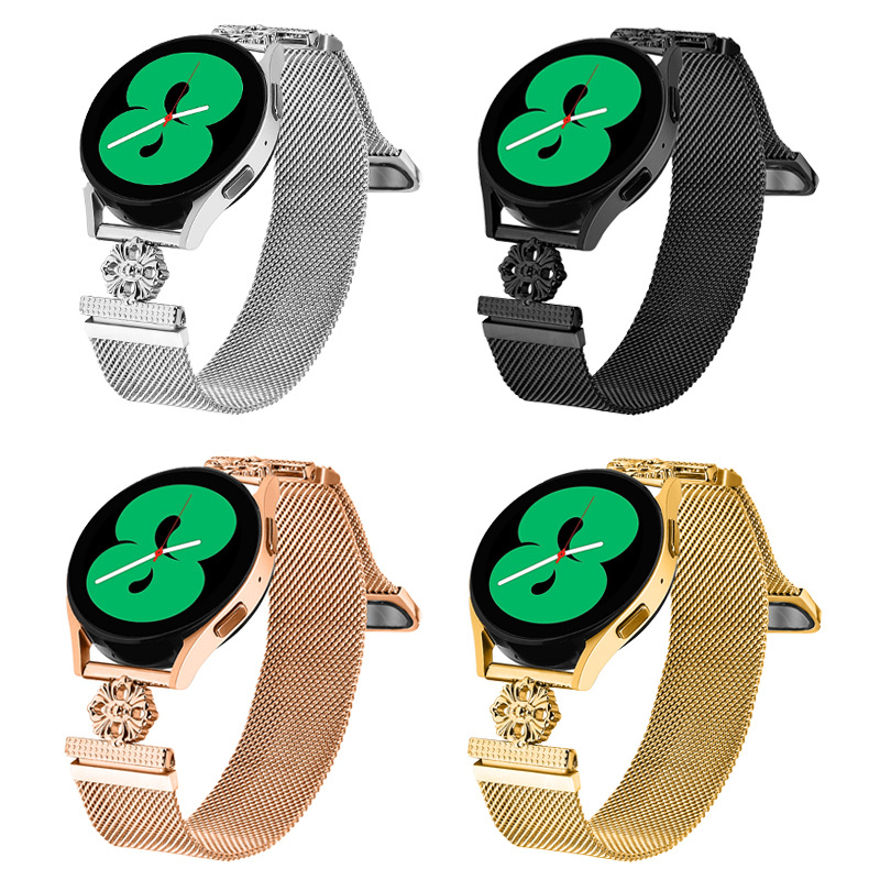 Huawei Watch 2 és Samsung Watch 7-höz Milanese rozsdamentes acél karkötő (Milanese hálószövés; összecsukható csat; 55 g; 2024)