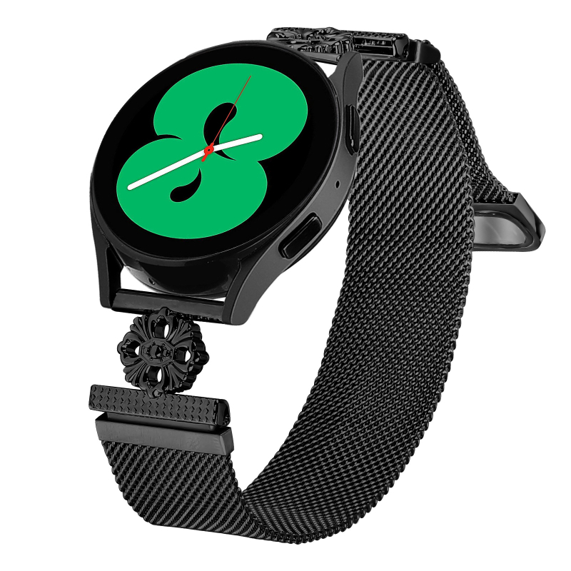 Huawei Watch 2 és Samsung Watch 7-höz Milanese rozsdamentes acél karkötő (Milanese hálószövés; összecsukható csat; 55 g; 2024)