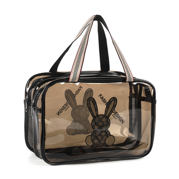 Geantă de machiaj din PVC, dublu strat, capacitate mare, separare umed-uscat, impermeabilă pentru călătorii