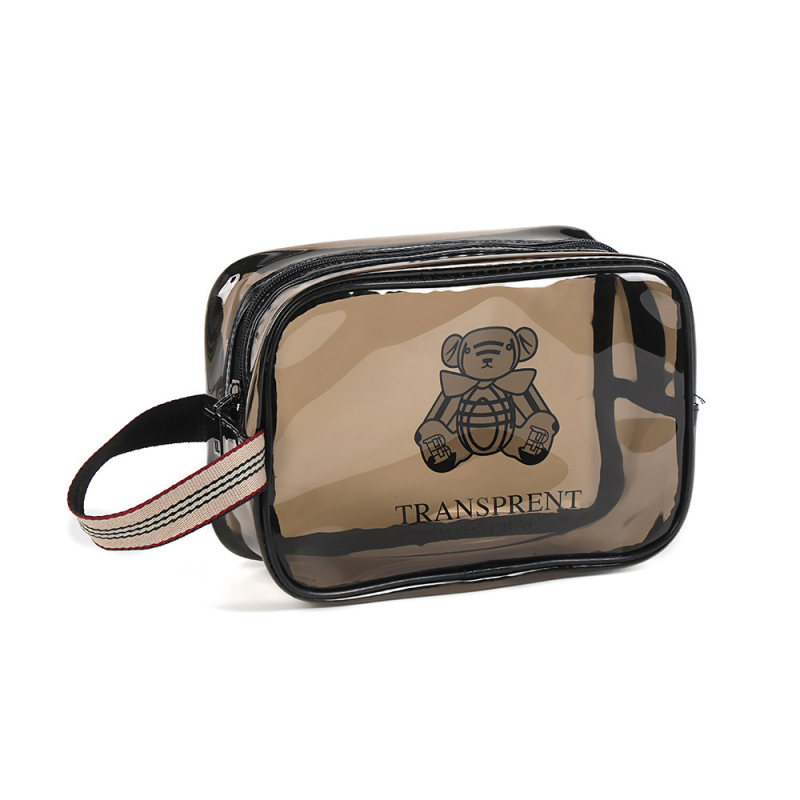 Geantă de machiaj din PVC, dublu strat, capacitate mare, separare umed-uscat, impermeabilă pentru călătorii