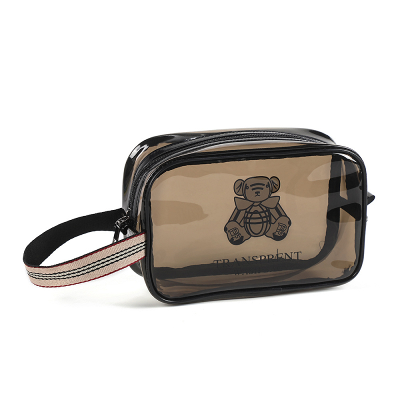 Geantă de machiaj din PVC, dublu strat, capacitate mare, separare umed-uscat, impermeabilă pentru călătorii