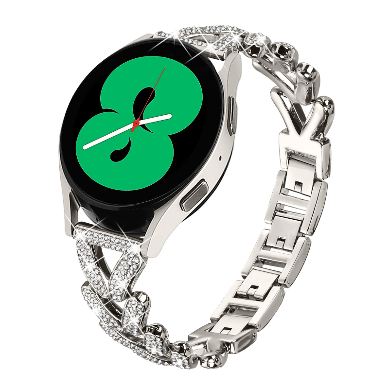 Diamantom osadený kovový náramok pre Samsung Galaxy Watch 7/6/5/4 – hmotnosť 50 g, minimalistický štýl, zapínanie na sponu