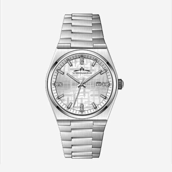 Muški kvarcni sat od nehrđajućeg čelika, brojčanik 42 mm, vodootpornost 30 m, kućište i kaiš od nehrđajućeg čelika, kalendar