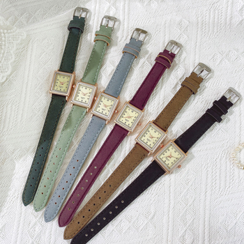 Ceas de damă cu cadran pătrat retro, mișcare cuarț, afișaj analogic, curea PU, carcasă din aliaj