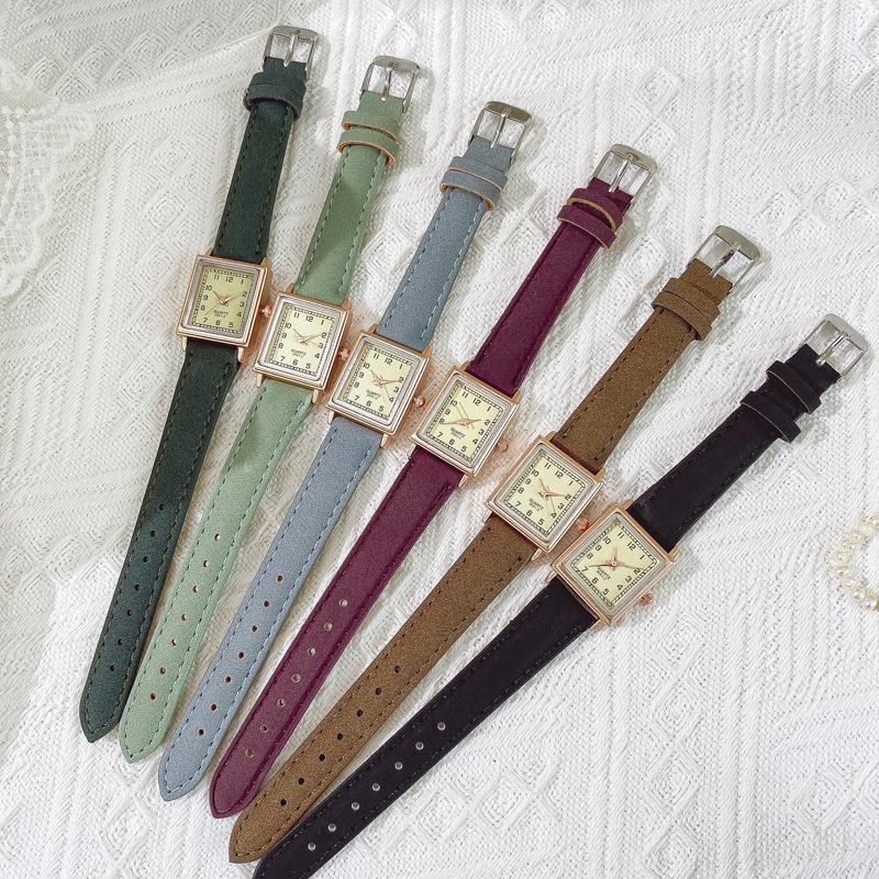 Ceas de damă cu cadran pătrat retro, mișcare cuarț, afișaj analogic, curea PU, carcasă din aliaj