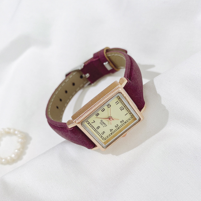 Ceas de damă cu cadran pătrat retro, mișcare cuarț, afișaj analogic, curea PU, carcasă din aliaj