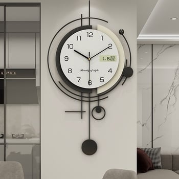 Nástenné hodiny s kalendárom, model 2025, moderný štýl, tiché chodenie, batériový pohon, kovové puzdro, jednostranné, vhodné do spálne