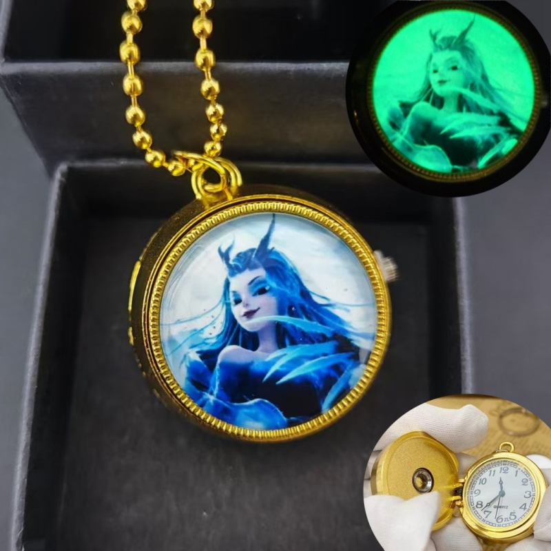 Sieviešu/vīriešu kaklarota ar nakts gaismu un rotējošu skalu, elektroniskā kustība, analog-digital displejs, apaļš metāla korpuss, nav ūdensizturīgs