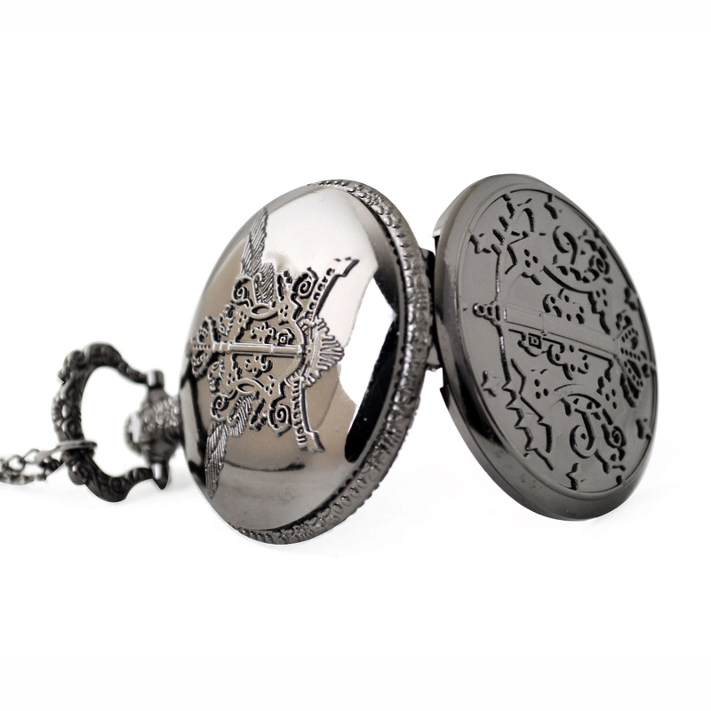 Kabatas pulkstenis ar retro atveramu dizainu, karikatūras stilā, universāls, kvarca mehānisms SL68, ciparnīcas diametrs 45 mm, korpuss no cinka sakausējuma, biezums 15 mm