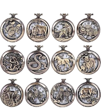 Retro kabatas pulkstenis ar flip dizainu, divpadsmit zodiaka zīmes, kvarts mehānisms SL68, sakausējuma korpuss, organiskā stikla kristāls