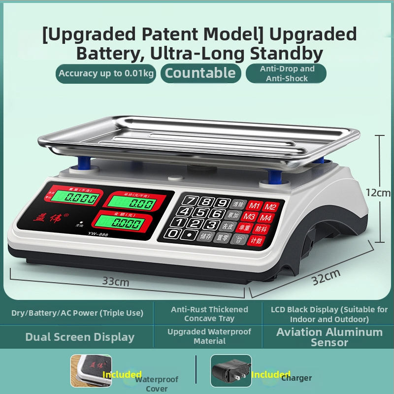 Yiwei cântar electronic digital pentru uz comercial, interval de măsurare 0,01–30 kg, afișaj LCD, alimentare 220V