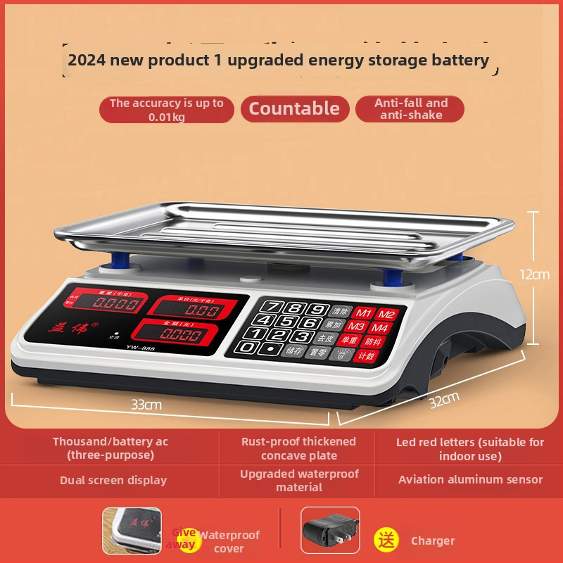 Yiwei cântar electronic digital pentru uz comercial, interval de măsurare 0,01–30 kg, afișaj LCD, alimentare 220V