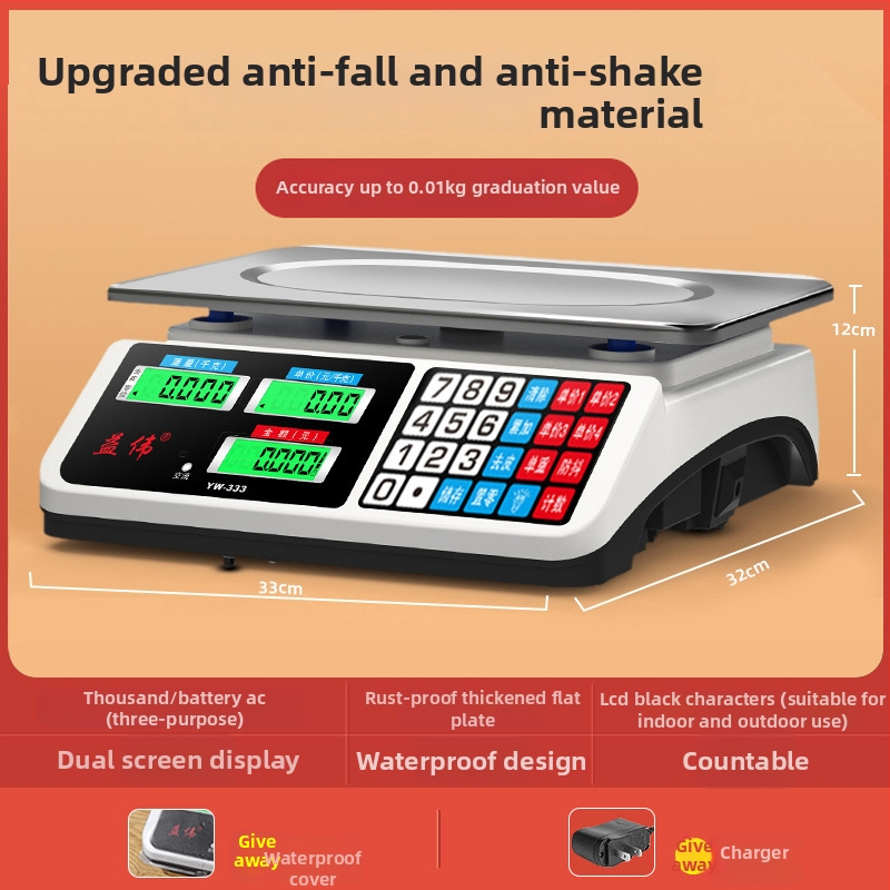 Yiwei cântar electronic digital pentru uz comercial, interval de măsurare 0,01–30 kg, afișaj LCD, alimentare 220V