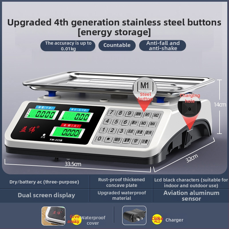 Yiwei cântar electronic digital pentru uz comercial, interval de măsurare 0,01–30 kg, afișaj LCD, alimentare 220V