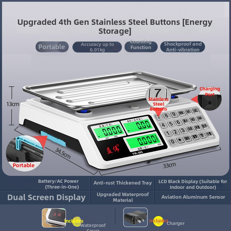 Yiwei cântar electronic digital pentru uz comercial, interval de măsurare 0,01–30 kg, afișaj LCD, alimentare 220V