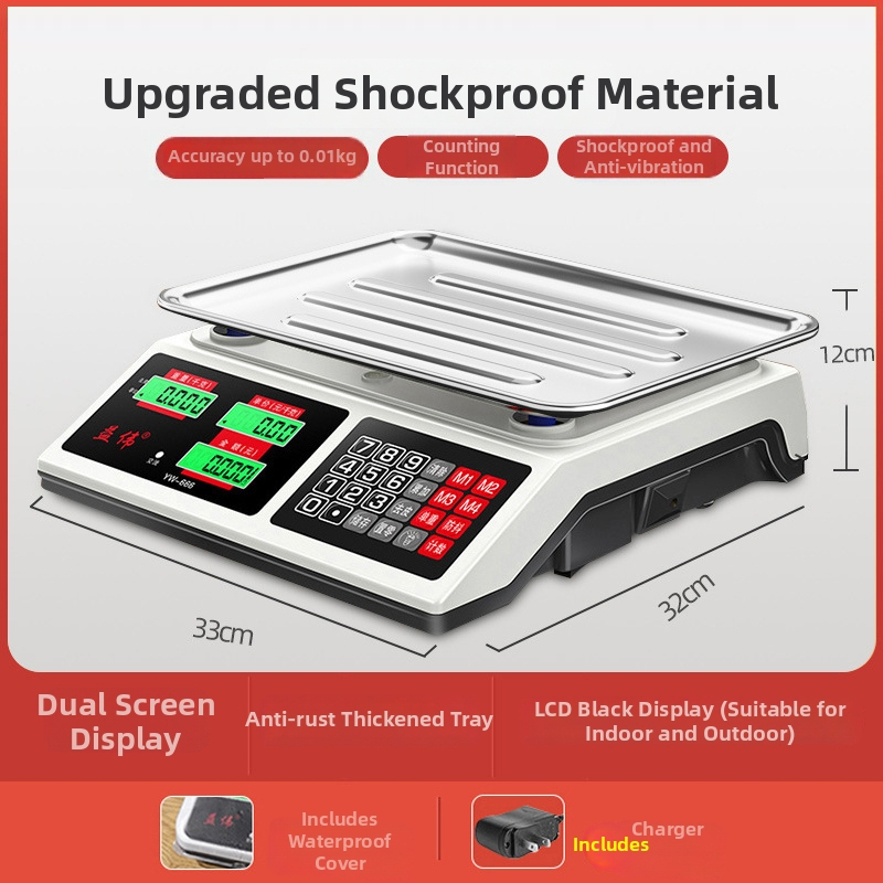 Yiwei cântar electronic digital pentru uz comercial, interval de măsurare 0,01–30 kg, afișaj LCD, alimentare 220V
