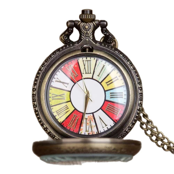 Kabatas pulkstenis ar caurspīdīgu stikla vāciņu, romiešu cipari, kvarca mehānisms Pearl, pasaules laiks, sakausējuma korpuss, apaļš dialis