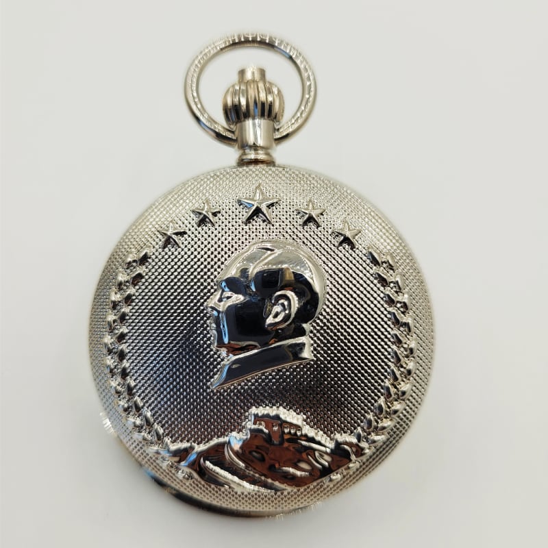 Ceas de buzunar antic, mișcare skeleton, mecanism automat complet, carcasă din aliaj, coroană spirală