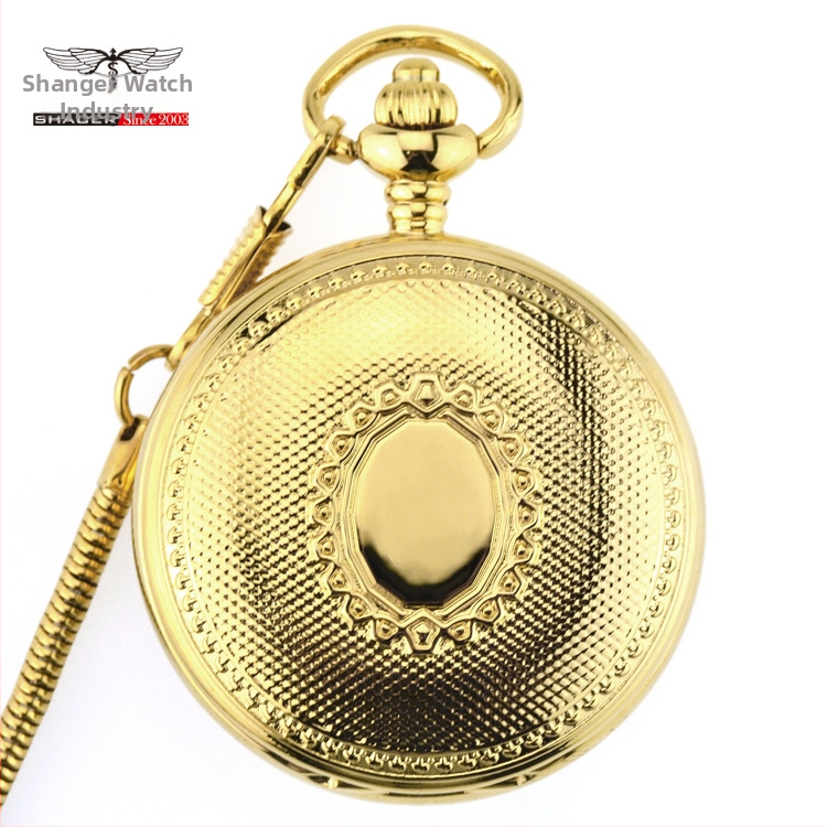 Kabatas pulkstenis ar retro nolaižamu vāku, universāls, mehāniskais mehānisms (Dandong), sakausējuma korpuss, stikla kristāls, antīkā stilā