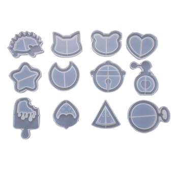 Φόρμα σιλικόνης για ρητίνη DIY κοσμήματα – ακανόνιστοι σχηματισμοί: φεγγάρι, καρδιά, παγωτό, αστέρι