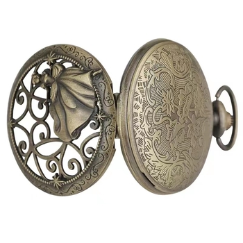 Ceas de buzunar cu mișcare quartz 68, cadran rotund, carcasă din aliaj, timp mondial