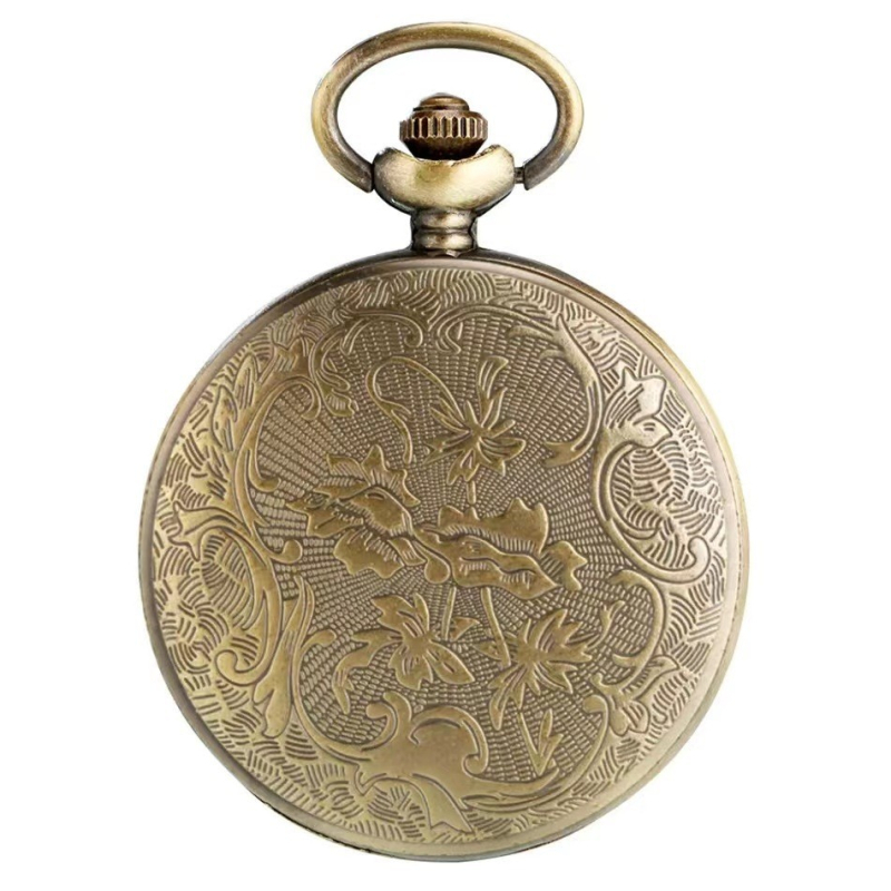 Ceas de buzunar cu mișcare quartz 68, cadran rotund, carcasă din aliaj, timp mondial