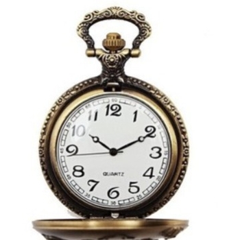 Retro džepni sat‑privjesak za ogrlicu, anime stil; kvarcni mehanizam; promjer brojčanika 47 mm; metalno kućište; okrugli oblik brojčanika