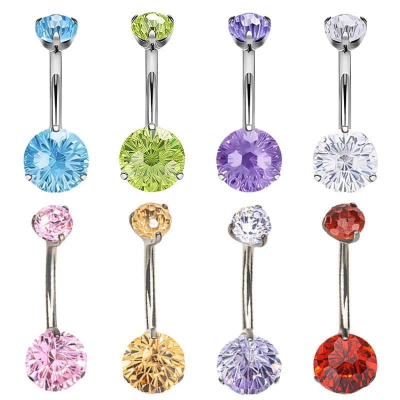 Δαχτυλίδι ομφαλού από τιτάνιο με γεωμετρικό σχήμα και επένδυση 5A ζιρκόν