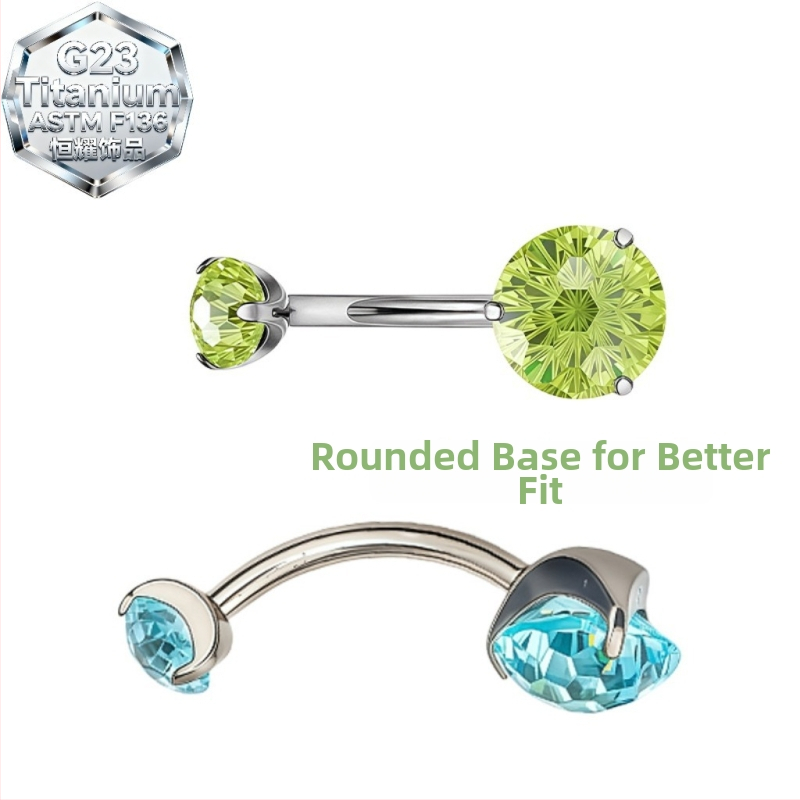 Titanio lydinio kūno piercing žiedas su geometrine forma ir 5A cirkonų įterpimu