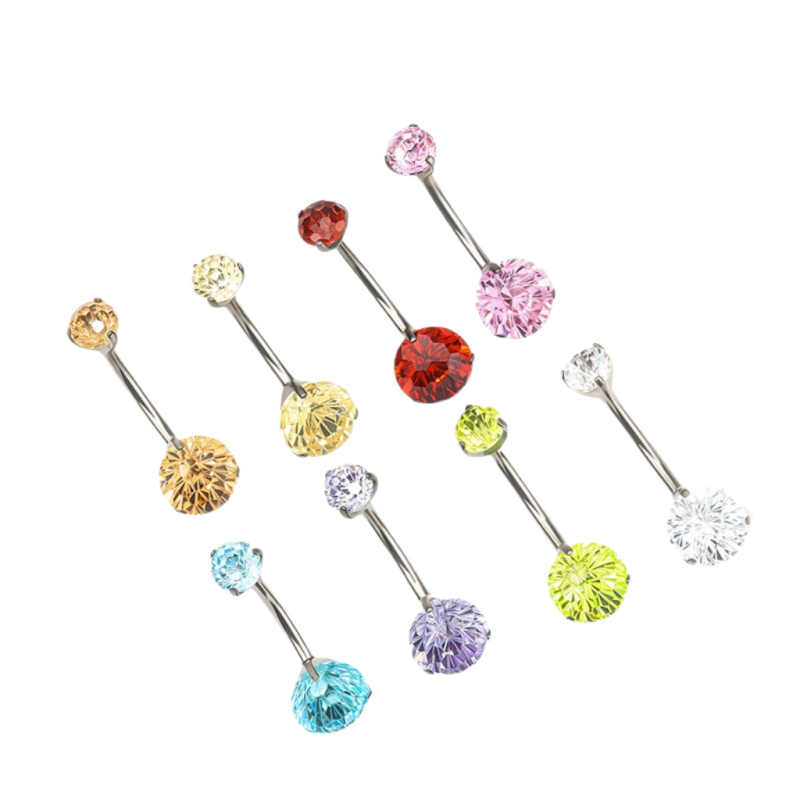 Titanio lydinio kūno piercing žiedas su geometrine forma ir 5A cirkonų įterpimu