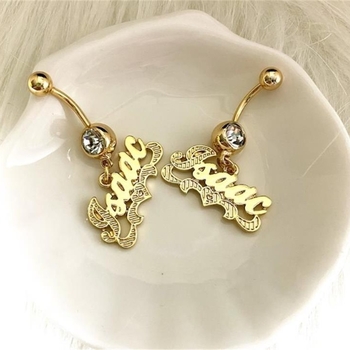 Nerūsējošā tērauda nabas gredzens ar burtiem/tekstiem – universāls, elektroplatēšana