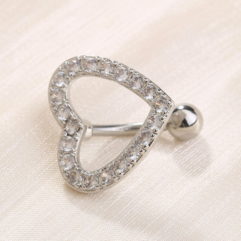 Nabas gredzens no nerūsējošā tērauda un vara ar mikro-inkrustētajiem cirkoniem, sirds motīvs, nekonvencionāls, universāls dizains