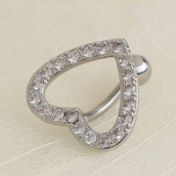 Nabas gredzens no nerūsējošā tērauda un vara ar mikro-inkrustētajiem cirkoniem, sirds motīvs, nekonvencionāls, universāls dizains