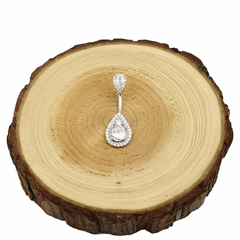 S925 sudraba vēdera gredzens ar dubultu pilienu dizainu ar cirkoniem, universāls, elektroplēšana