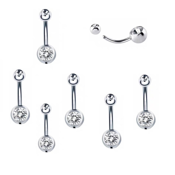 Pilvo mygtuko auskaras su geometrine forma, G23 titano lydinys, įdėtieji cirkoniai