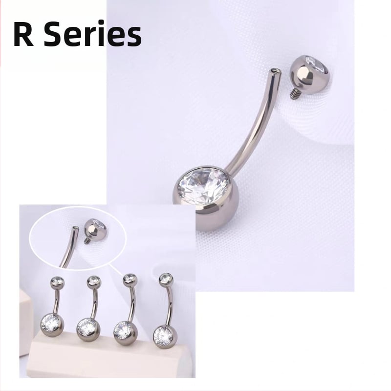 Ομφάλιος Πείρος με Γεωμετρικό Σχήμα, Τιτάνιο Κράμα G23, Εντοιχισμένα Ζιρκόνια