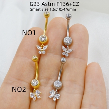 Nabas gredzens no titāna sakausējuma, zieda forma, sievietes stilam