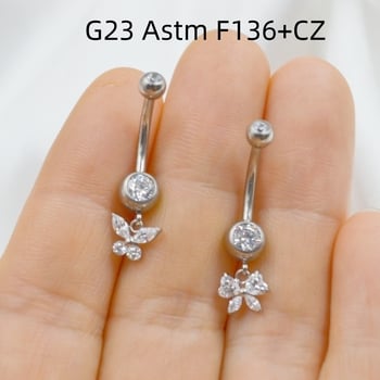 Nabas gredzens no titāna sakausējuma, zieda forma, sievietes stilam