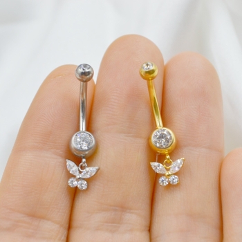 Nabas gredzens no titāna sakausējuma, zieda forma, sievietes stilam