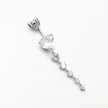 S925 ezüst köldökgyűrű szív alakú, retro uniszex, elektroplating