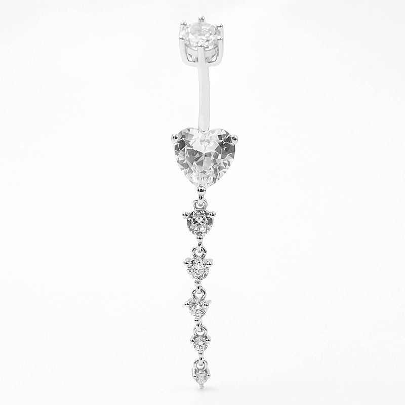 S925 ezüst köldökgyűrű szív alakú, retro uniszex, elektroplating